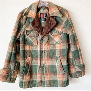 VINTAGE MCLAREN GREEN BUFFALO PLAID WOOL Coat